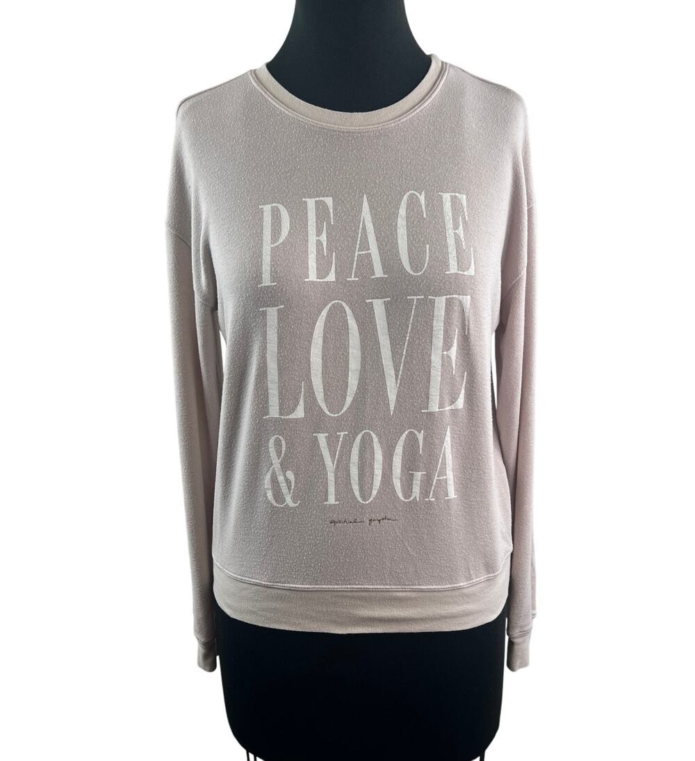 Spiritual Gangster Peace Love Yoga Pink Sweatshirt Long Sleeve Pullover M Medium